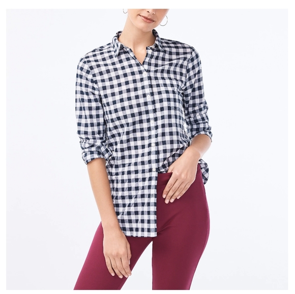J. Crew Factory Gingham Classic Button-Down Shirt - Picture 4 of 6